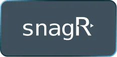 SnagR wordmark on a dark plate