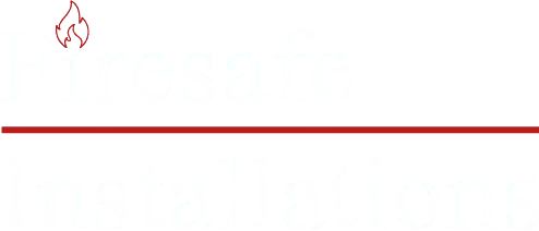 Firesafe Installations company logo in white with a red flame mark